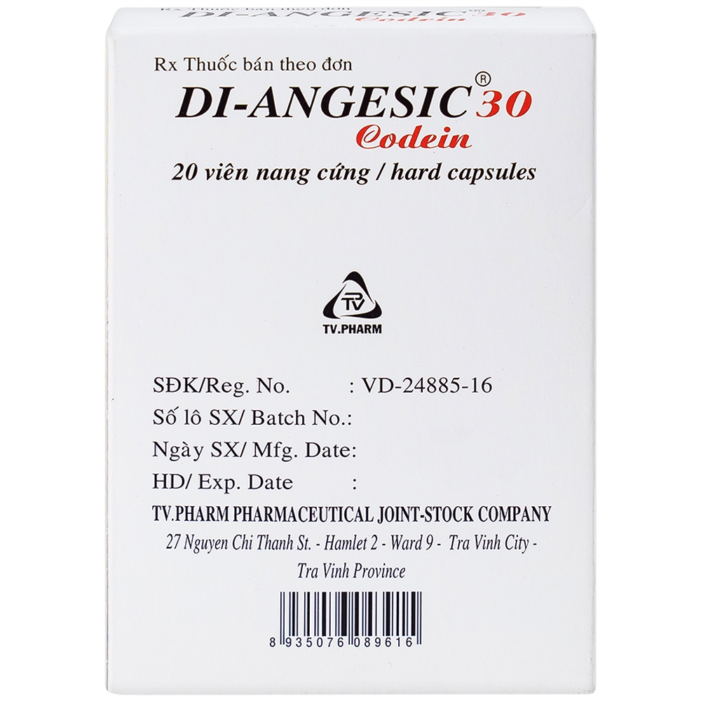 Hình ảnh Thuốc Di-Angesic 30 Codein giảm đau cấp tính mức độ trung bình (2 vỉ x 10 viên)