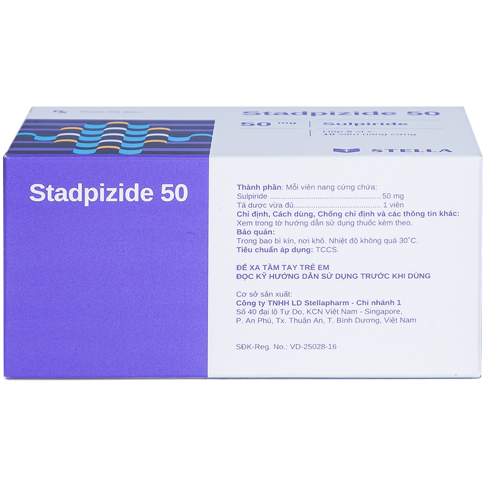 Hình ảnh Thuốc Stadpizide 50 Stella điều trị triệu chứng ngắn ngày lo âu, tâm thần phân liệt (5 vỉ x 10 viên) 