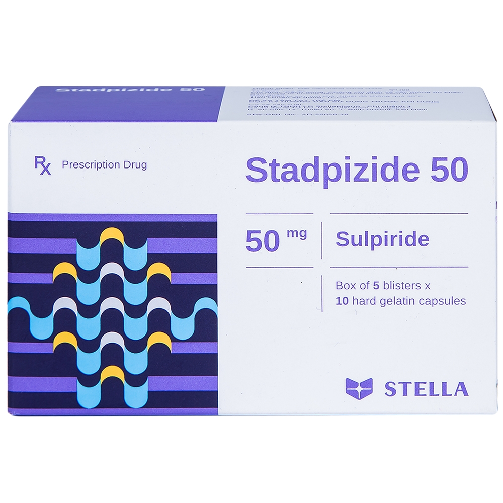 Hình ảnh Thuốc Stadpizide 50 Stella điều trị triệu chứng ngắn ngày lo âu, tâm thần phân liệt (5 vỉ x 10 viên) 