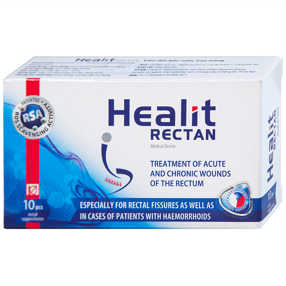 Hình ảnh Viên đạn đặt hậu môn, trực tràng Healit Rectan VHPharma thúc đẩy nhanh quá trình lành vết thương (10 viên)