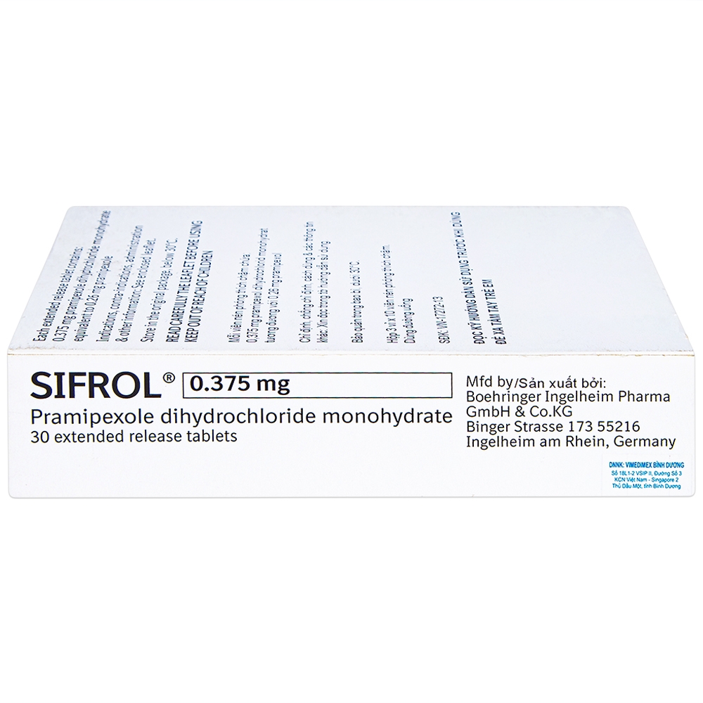 Hình ảnh Thuốc Sifrol 0.375mg Boehringer điều trị bệnh parkinson (3 vỉ x 10 viên)