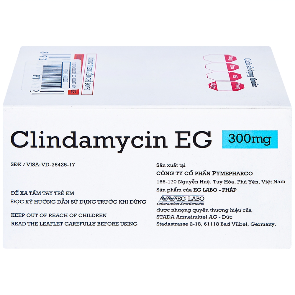 Hình ảnh Thuốc Clindamycin EG 300mg Pymepharco điều trị các bệnh nhiễm khuẩn (10 vỉ x 10 viên)