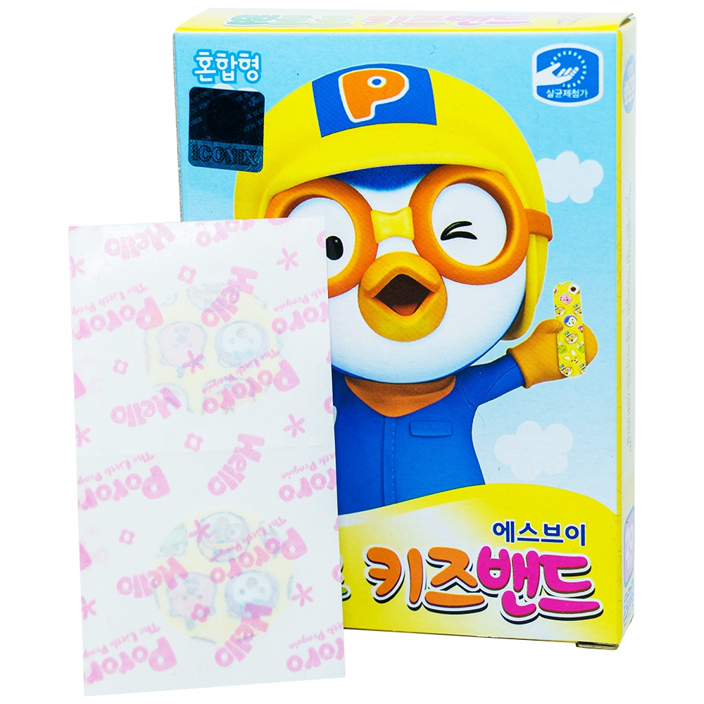 Hình ảnh Băng keo cá nhân in hình Pororo Kids Band 4 size Young Chemical bảo vệ vết thương dành cho trẻ nhỏ (20 miếng)