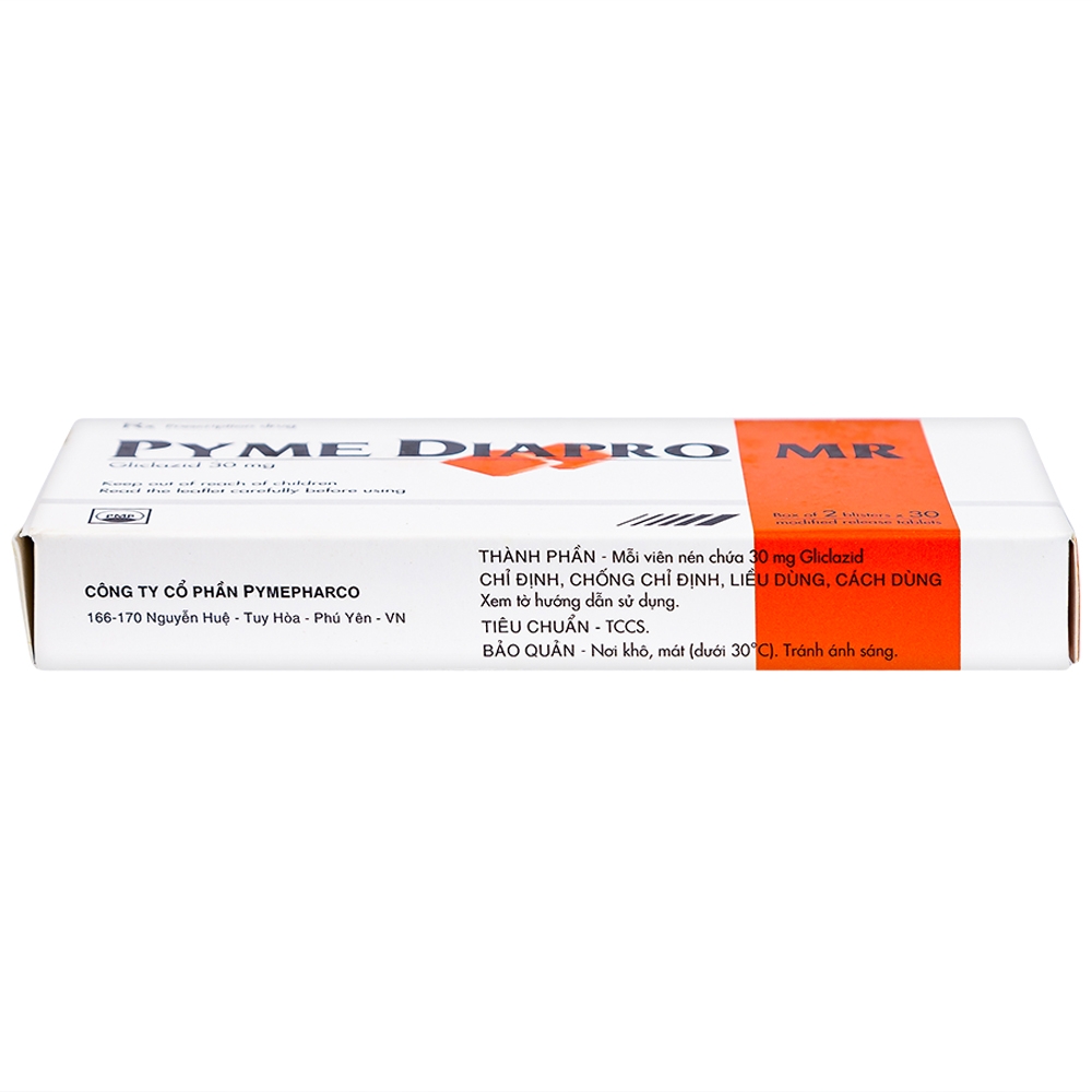 Hình ảnh Thuốc Pyme Diapro MR 30mg Pymepharco điều trị bệnh đái tháo đường típ 2 (2 vỉ x 30 viên) 