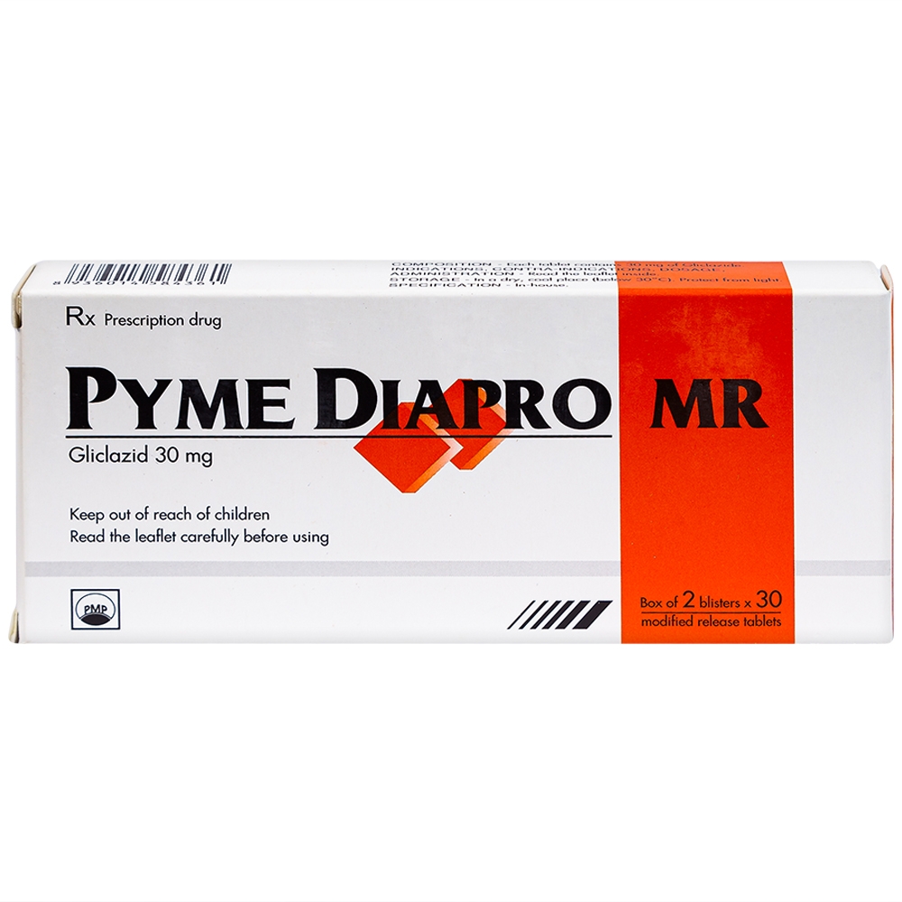 Hình ảnh Thuốc Pyme Diapro MR 30mg Pymepharco điều trị bệnh đái tháo đường típ 2 (2 vỉ x 30 viên) 