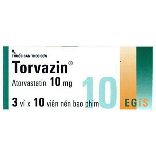 Hình ảnh Thuốc Torvazin 10mg Egis điều trị tăng cholesterol máu, ngừa bệnh tim mạch (3 vỉ x 10 viên)