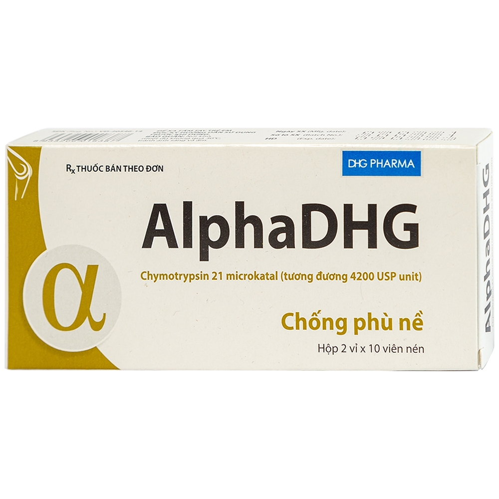 Hình ảnh Thuốc AlphaDHG 4200 điều trị phù nề sau chấn thương, phẫu thuật, bỏng (2 vỉ x 10 viên)