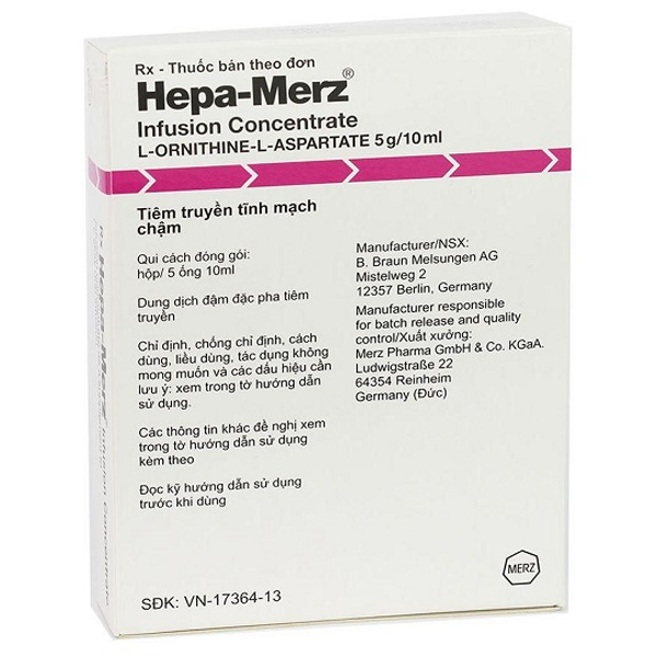 Hình ảnh Thuốc tiêm Hepa Merz 5g điều trị xơ gan, gan nhiễm mỡ, viêm gan (5 ống x 10ml)