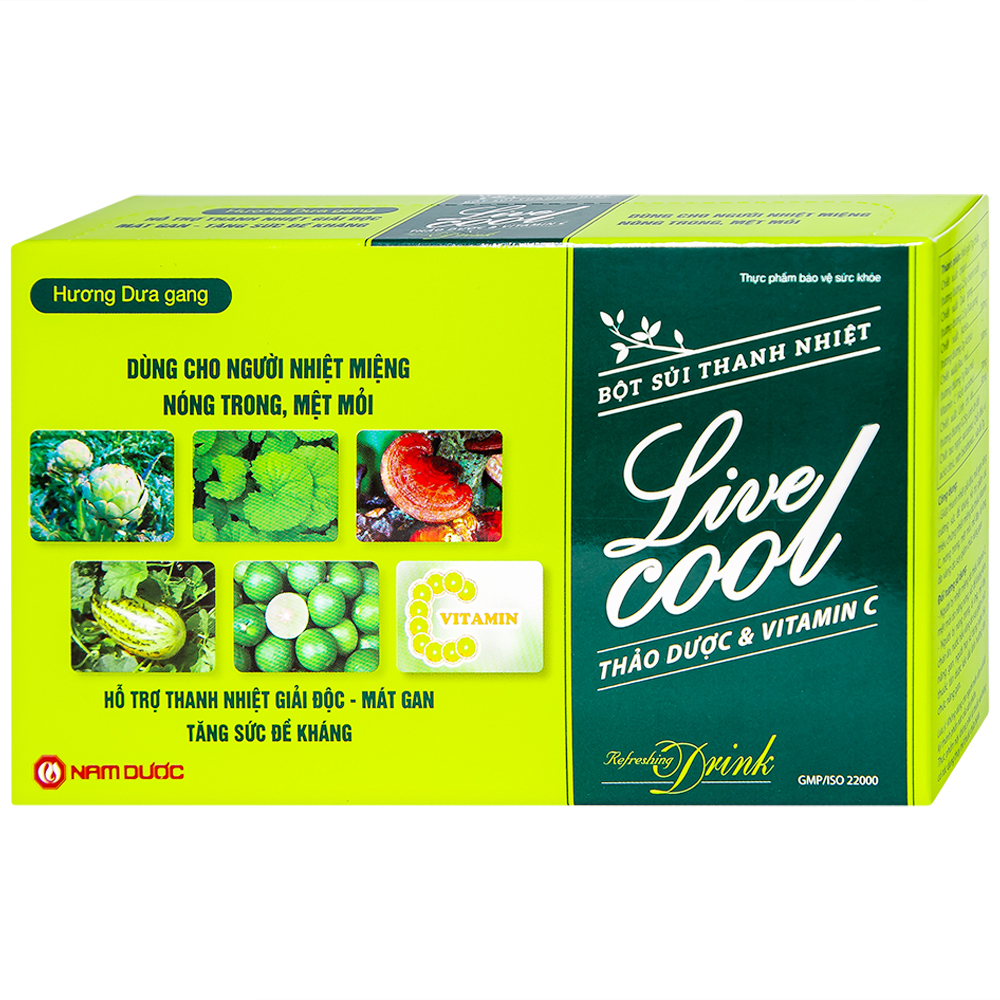 Hình ảnh Bột sủi Thanh Nhiệt Livecool Nam Dược hương dưa gang hỗ trợ giải độc, mát gan (10 gói x 7g)