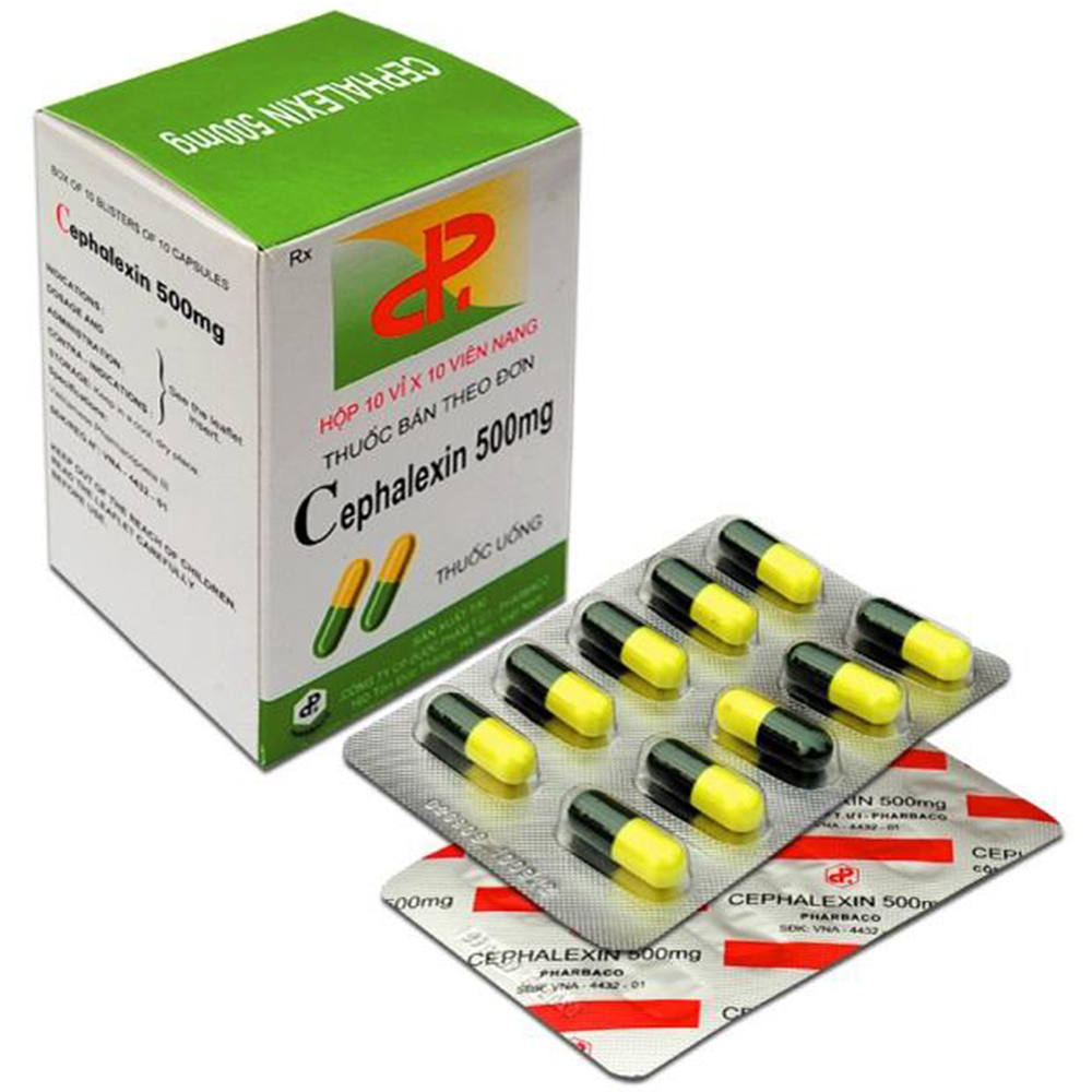 Hình ảnh Thuốc Cephalexin 500mg Pharbaco điều trị nhiễm khuẩn (10 vỉ x 10 viên)