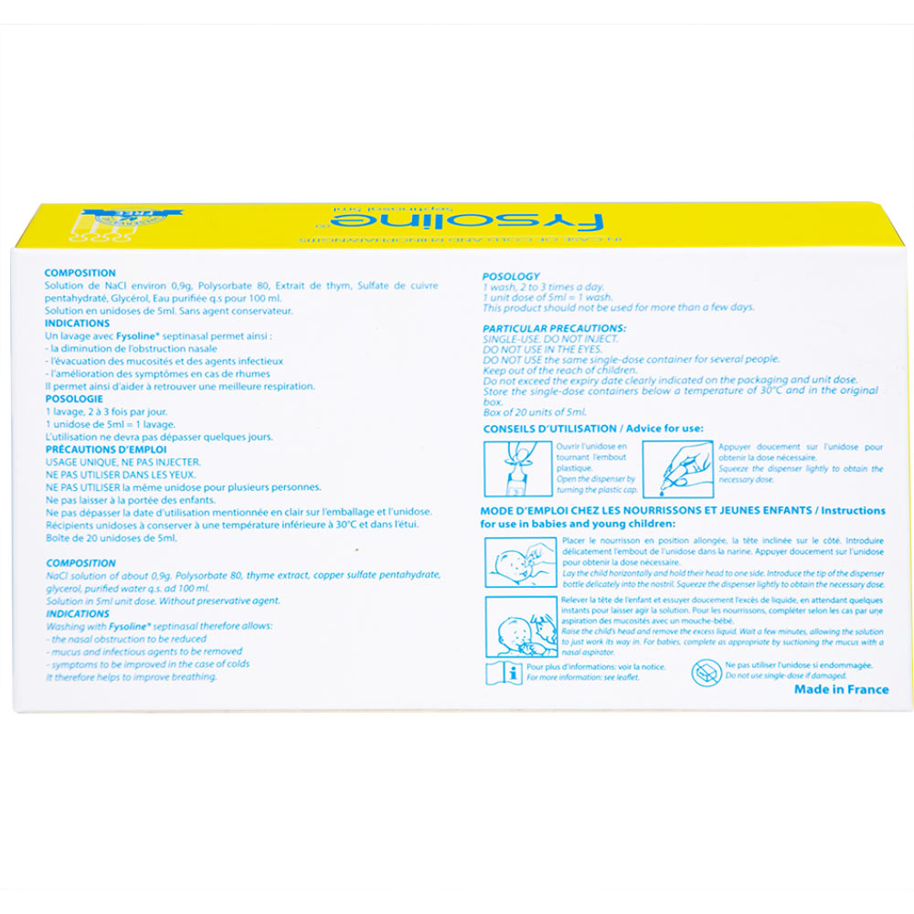 Hình ảnh Dung dịch nước muối Fysoline 5ml không chất bảo quản kháng khuẩn (20 ống)