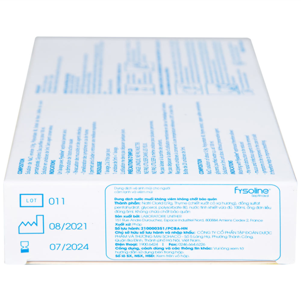 Hình ảnh Dung dịch nước muối Fysoline 5ml không chất bảo quản kháng khuẩn (20 ống)