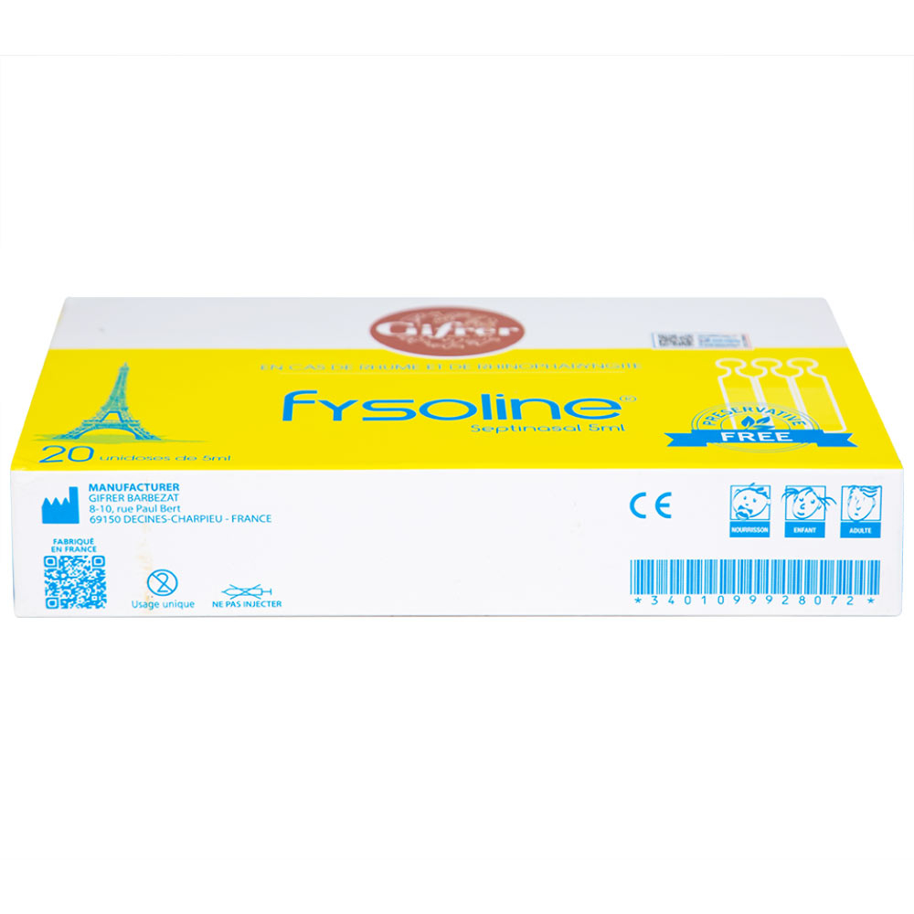 Hình ảnh Dung dịch nước muối Fysoline 5ml không chất bảo quản kháng khuẩn (20 ống)