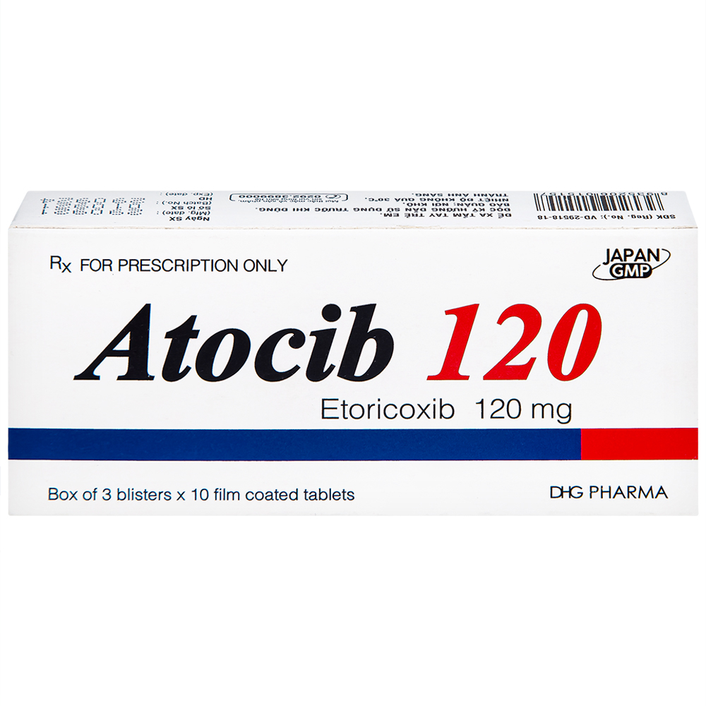 Hình ảnh Thuốc Atocib 120mg DHG điều trị thoái hóa khớp, viêm khớp dạng thấp (3 vỉ x 10 viên)