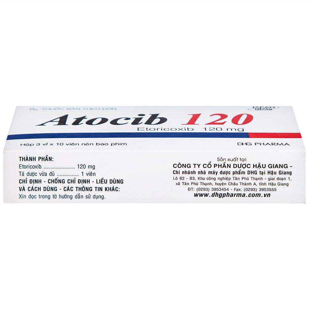 Hình ảnh Thuốc Atocib 120mg DHG điều trị thoái hóa khớp, viêm khớp dạng thấp (3 vỉ x 10 viên)