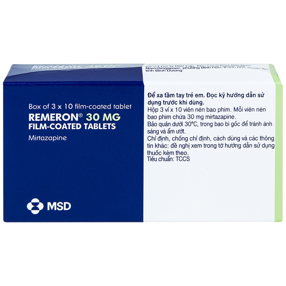 Hình ảnh Thuốc Remeron 30mg MSD điều trị các đợt của trầm cảm nặng (3 vỉ x 10 viên)