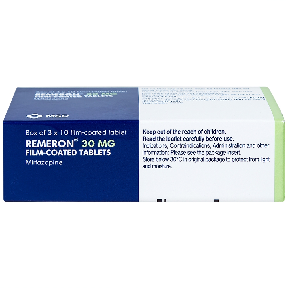 Hình ảnh Thuốc Remeron 30mg MSD điều trị các đợt của trầm cảm nặng (3 vỉ x 10 viên)