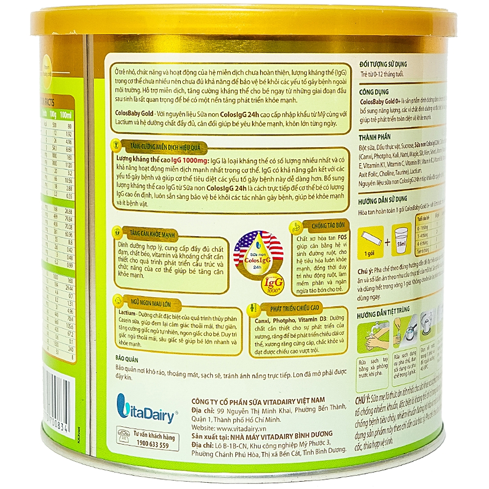 Hình ảnh Sữa non ColosBaby Gold VitaDairy bổ sung kháng thể IgG tự nhiên (35 gói x 9.6g)
