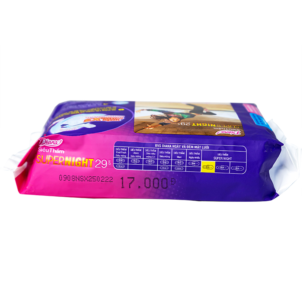 Hình ảnh Băng vệ sinh ban đêm Diana Siêu Thấm Super Night thấm nhanh gấp 3 lần (4 miếng)