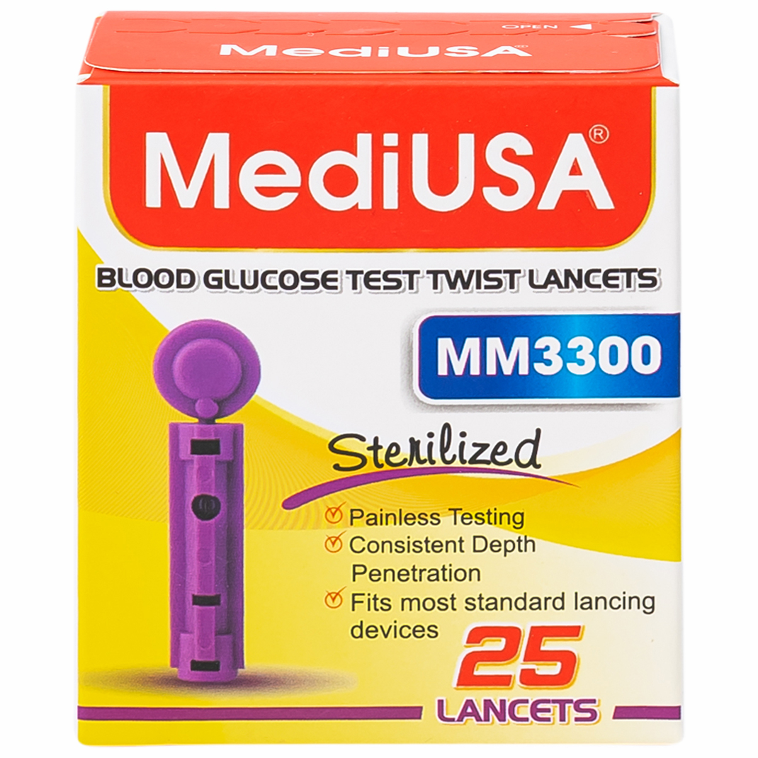 Hình ảnh Kim lấy máu MediUSA MM3300 dùng cho máy đo đường huyết (25 cái)