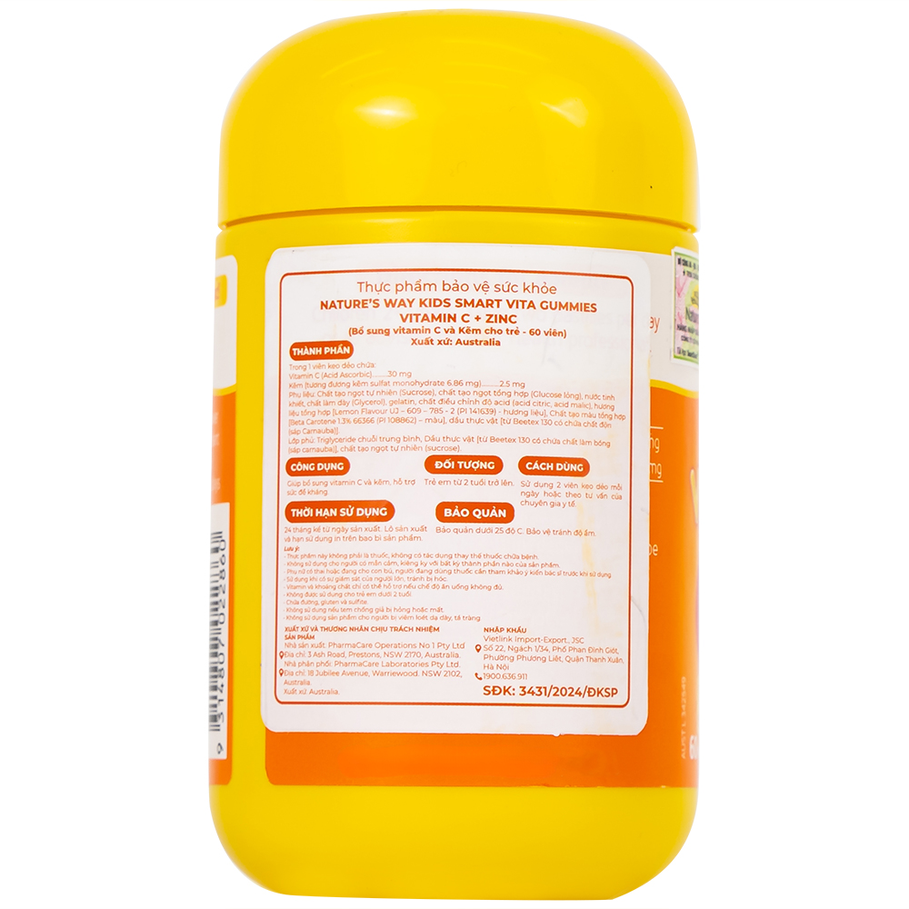 Hình ảnh Viên nhai Kids Smart Vita Gummies bổ sung Vitamin C và kẽm giúp tăng cường sức đề kháng(60 viên)