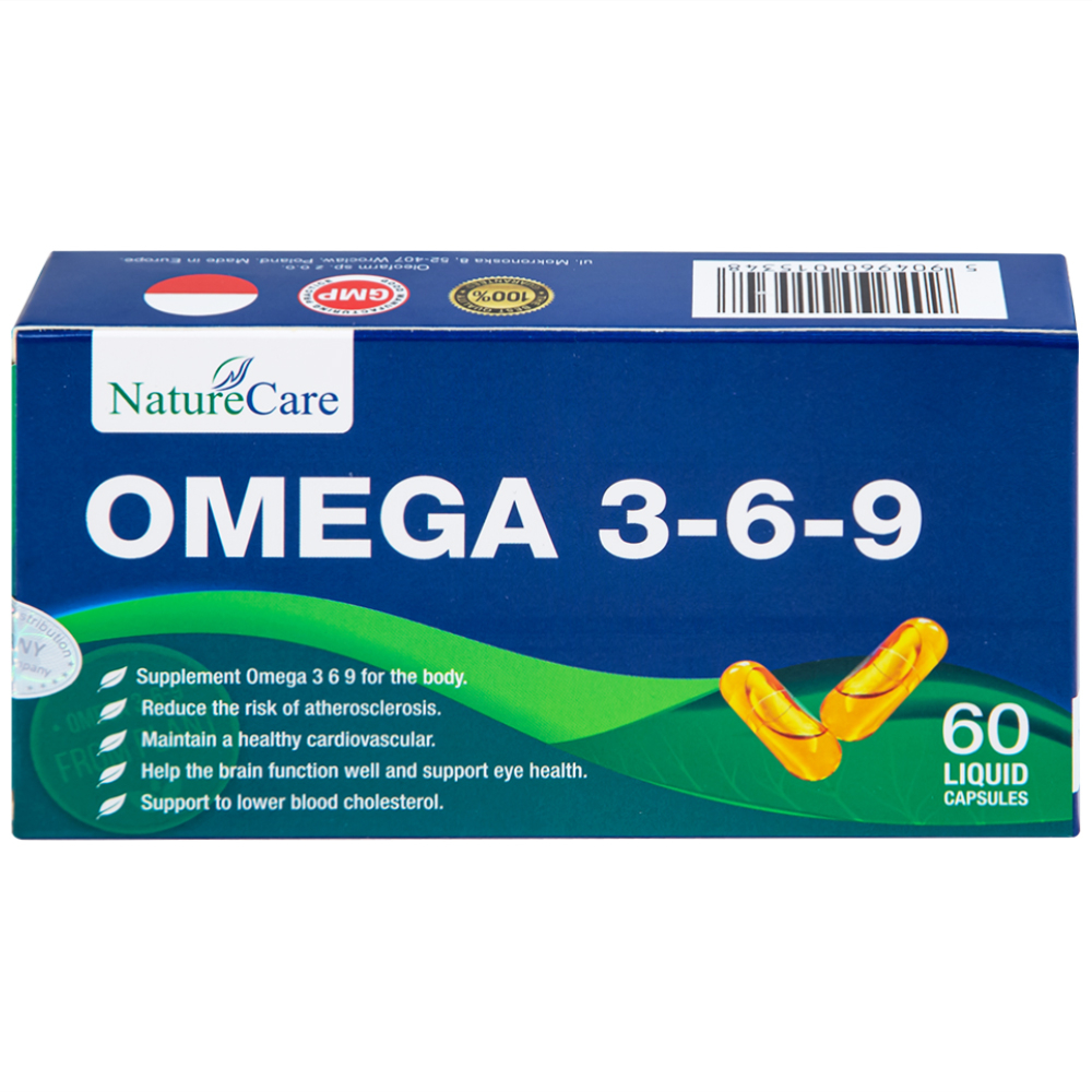 Hình ảnh Viên uống Omega 3-6-9 NatureCare giảm nguy cơ xơ vữa động mạch, bảo vệ sức khỏe tim mạch (3 vỉ x 20 viên)