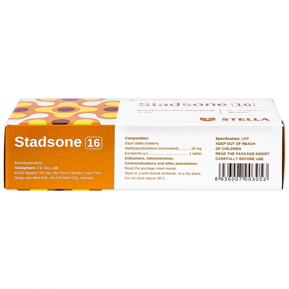 Hình ảnh Thuốc Stadsone 16 Stella dùng để chống viêm, ức chế miễn dịch (3 vỉ x 10 viên)