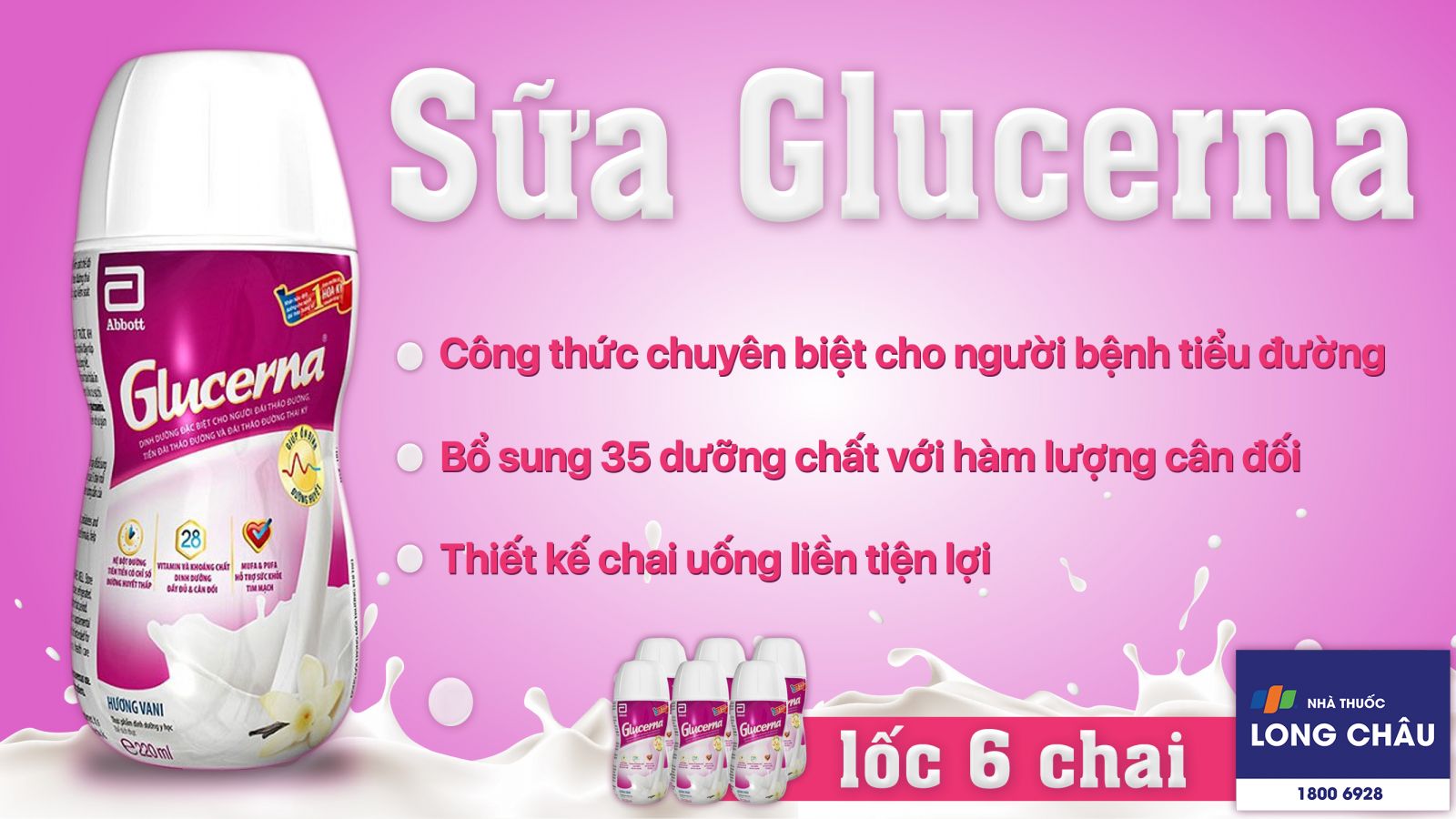 Sữa nước Glucerna Abbott Hương Vani dạng chai tiện lợi