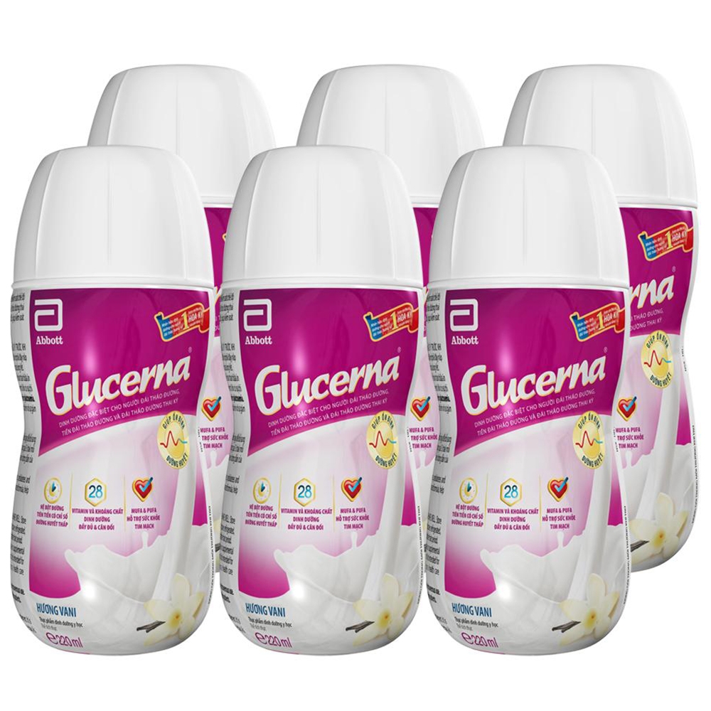 Hình ảnh Sữa Glucerna Abbott hương vani bổ sung dinh dưỡng đặc biệt cho người đái tháo đường (1 lốc x 6 chai)