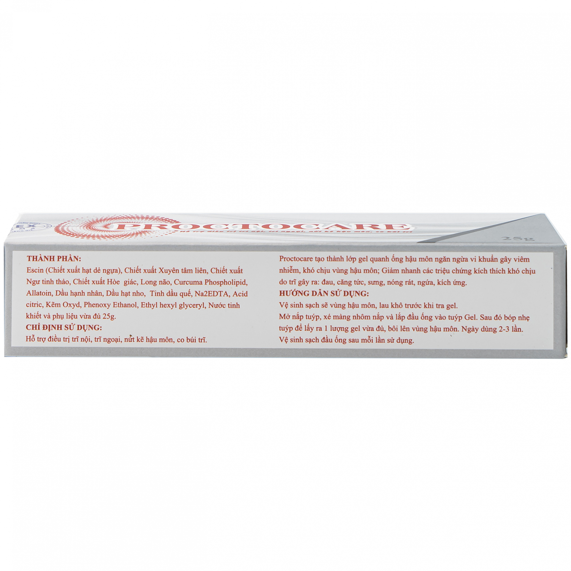 Hình ảnh Gel bôi Proctocare Bimex hỗ trợ điều trị trĩ nội, trĩ ngoại, nứt kẽ hậu môn, co búi trĩ (25g)