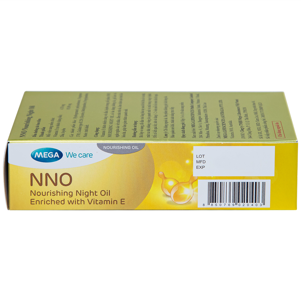 Hình ảnh Dầu dưỡng da ban đêm NNO Nourishing Night Oil MEGA We care giữ ẩm, ngừa vết nhăn, đốm nâu (3 vỉ x 10 viên)