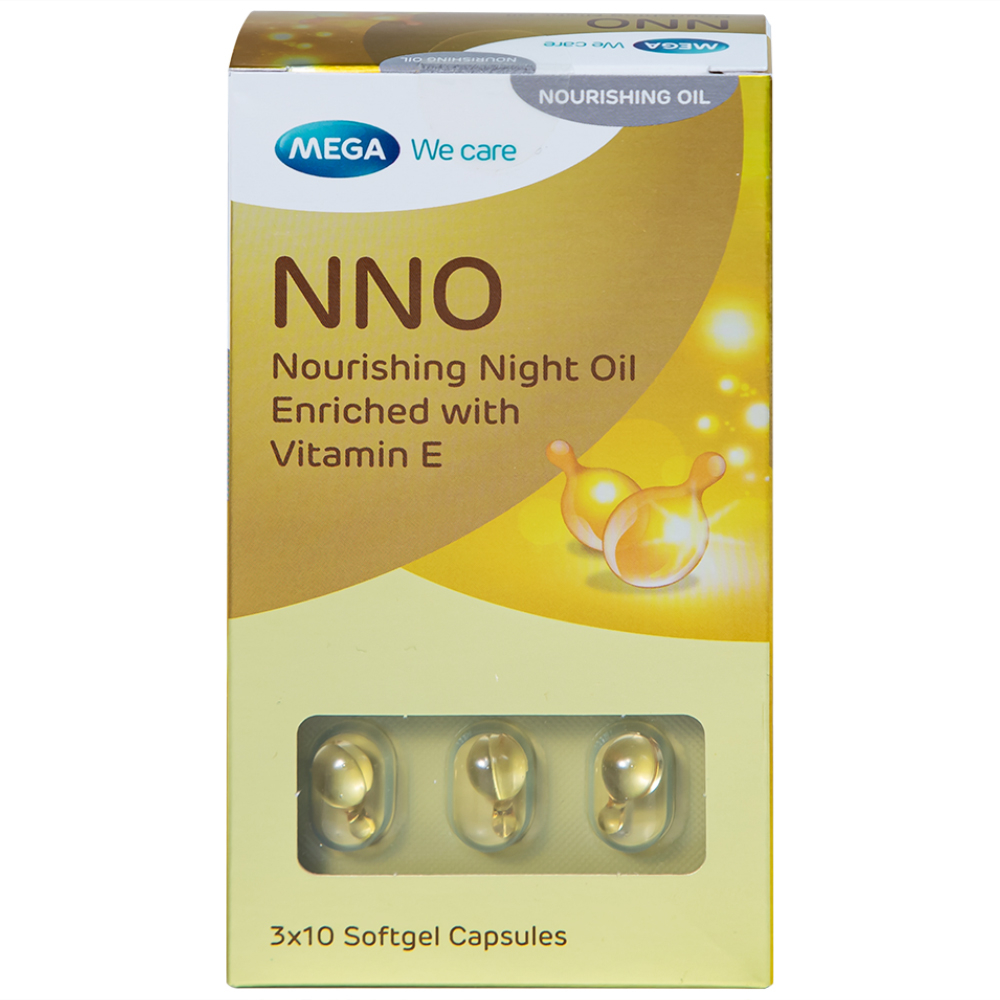 Hình ảnh Dầu dưỡng da ban đêm NNO Nourishing Night Oil MEGA We care giữ ẩm, ngừa vết nhăn, đốm nâu (3 vỉ x 10 viên)