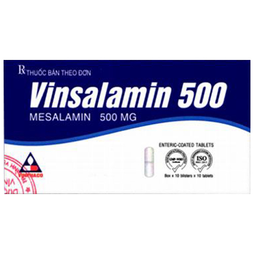 Hình ảnh Thuốc Vinsalamin 500 Vinphaco điều trị viêm loét đại trực tràng chảy máu, bệnh Crohn (3 vỉ x 10 viên)