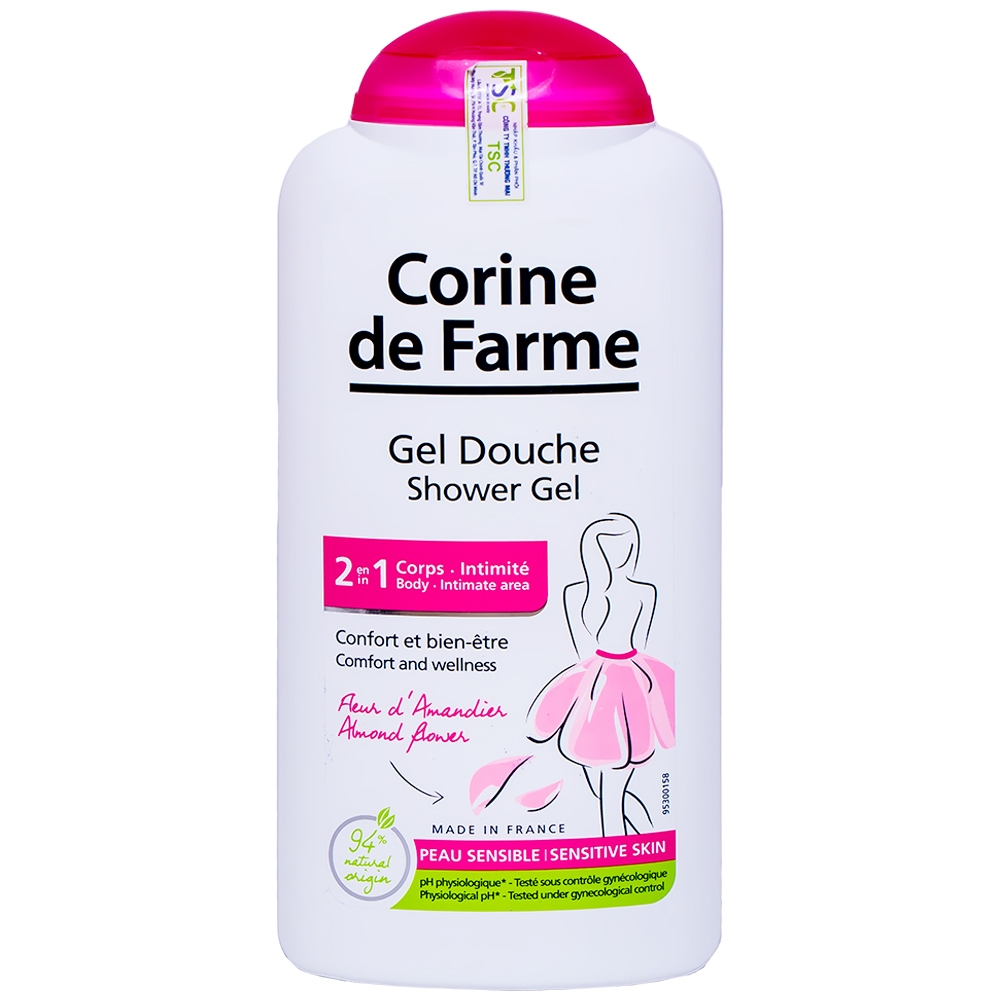 Hình ảnh Sữa tắm Corine De Farme Gel Douche Shower Gel dùng cho toàn thân và vùng sinh dục ngoài (250ml)