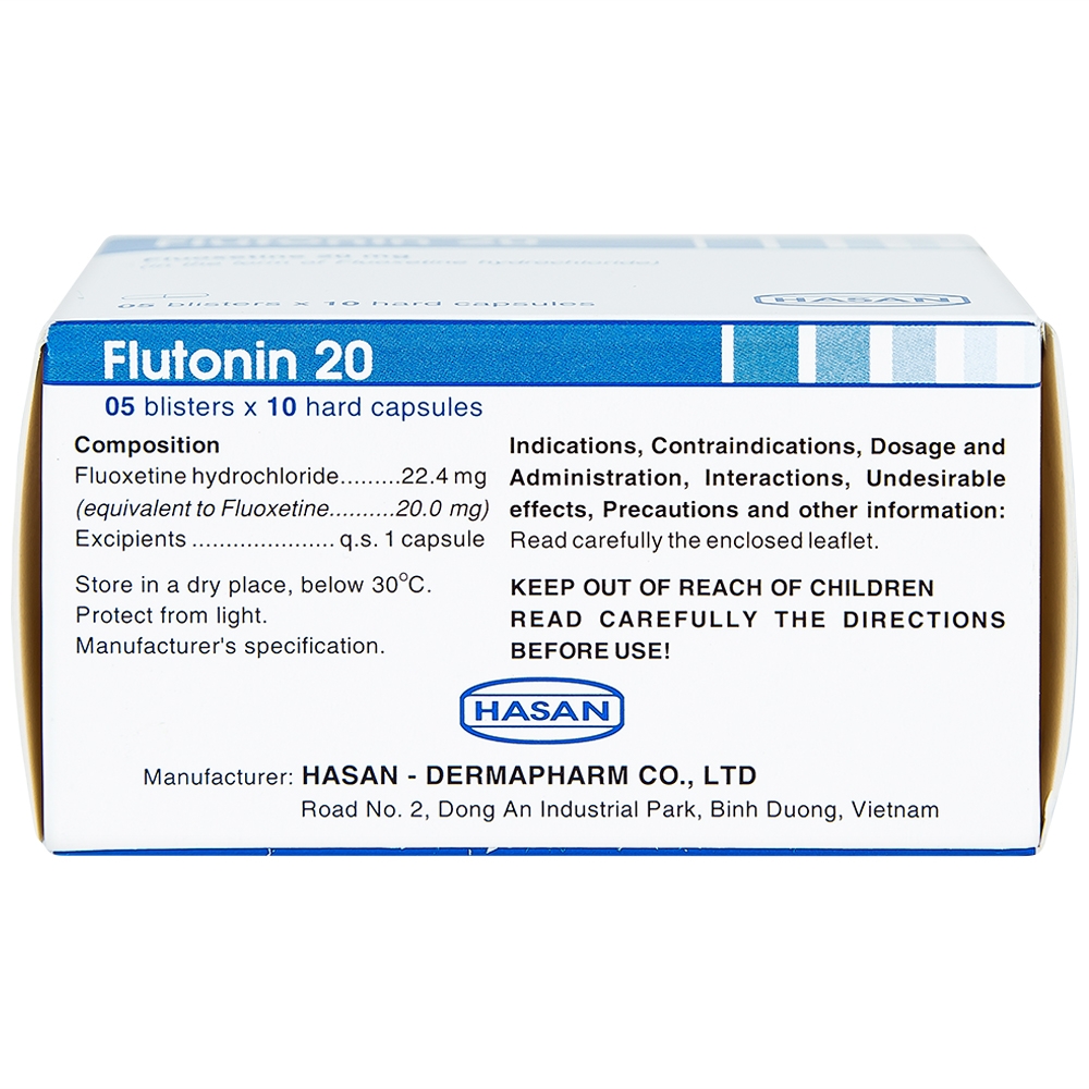 Hình ảnh Thuốc Flutonin 20 Hasan điều trị bệnh trầm cảm (5 vỉ x 10 viên)