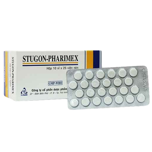 Hình ảnh Thuốc Stugon-Pharimex TV.Pharm điều trị triệu chứng hoa mắt, chóng mặt, ù tai (10 vỉ x 25 viên)