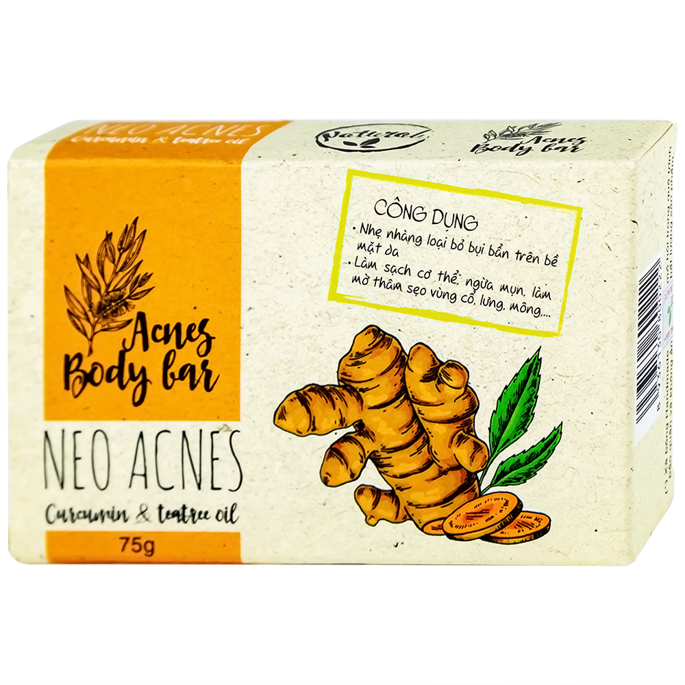 Hình ảnh Xà phòng Acnes Body Bar Neo Acnes Curcumin And Teatree Oil làm sạch bụi bẩn, dầu nhờn trên da (75g)