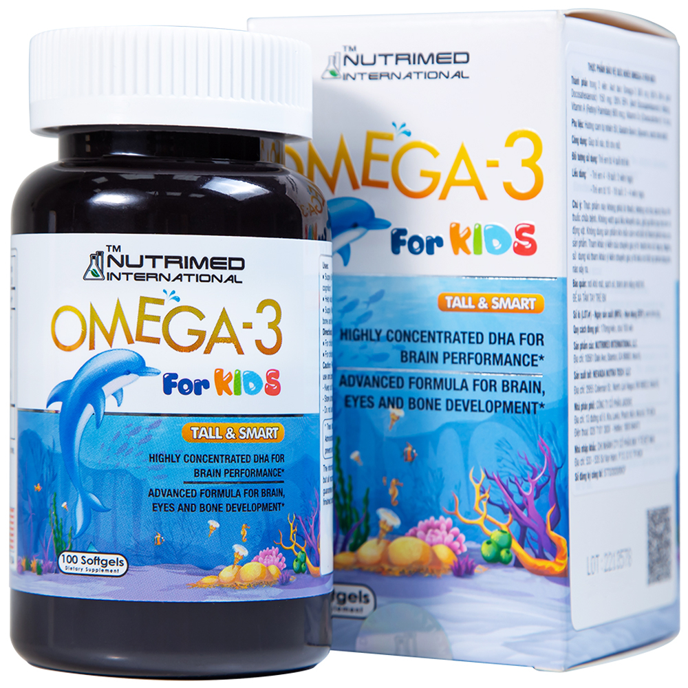 Viên uống Omega-3 For Kids Nutrimed giúp trẻ phát triển trí não, thị lực (100 viên)