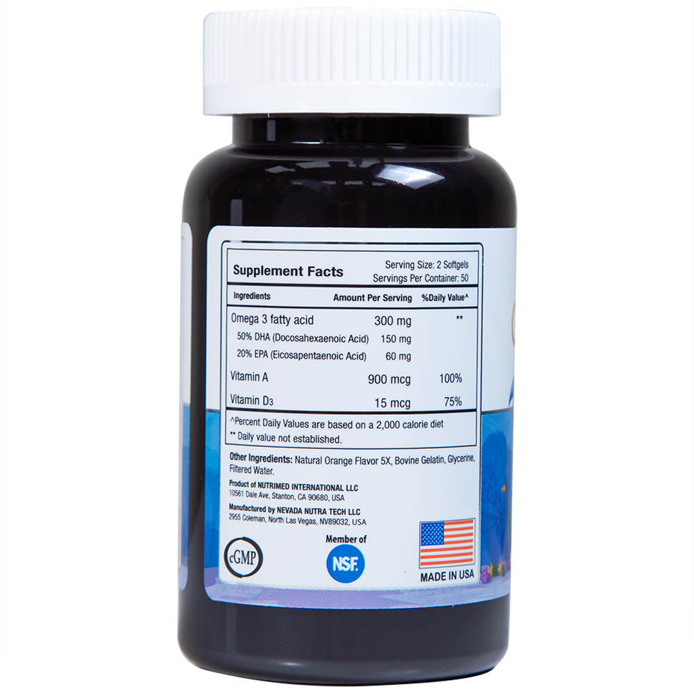 Hình ảnh Viên uống Omega-3 For Kids Nutrimed giúp trẻ phát triển trí não, thị lực (100 viên)
