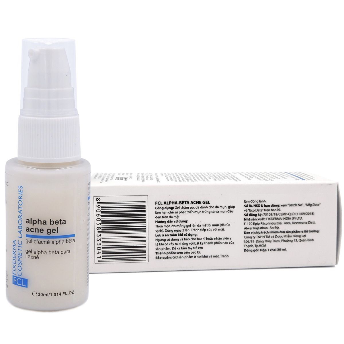 Hình ảnh Gel Fixderma FCL Alpha-Beta Acne dành chăm sóc da mụn, hạn chế mụn trứng cá, mụn đầu đen (30ml)