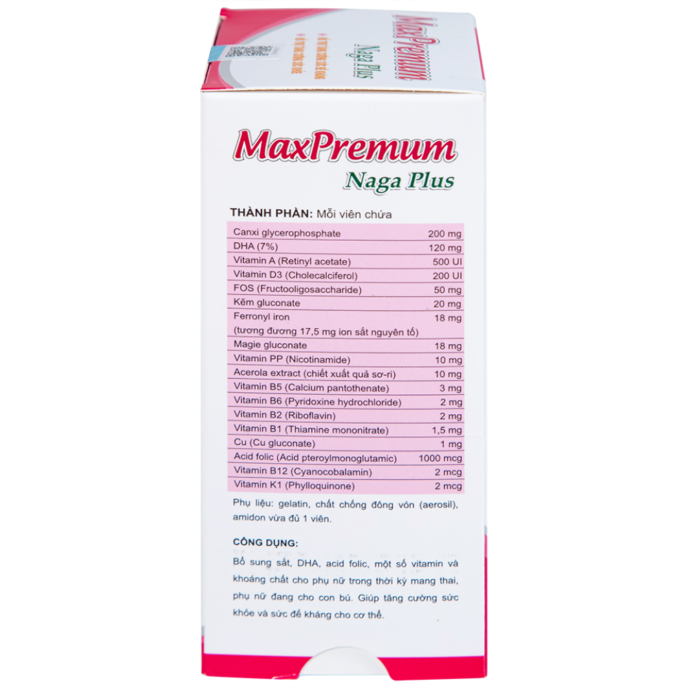 Hình ảnh Viên uống MaxPremum Naga Plus Vesta hỗ trợ tăng sức khỏe, đề kháng cho thai phụ (30 viên)