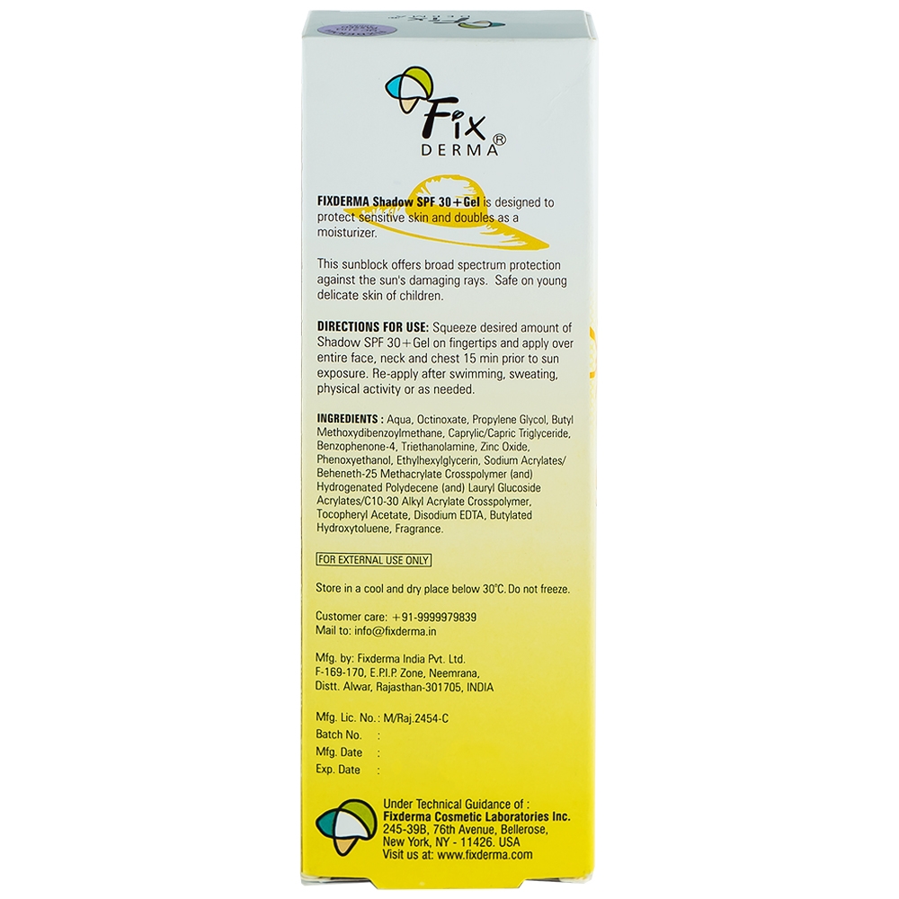 Hình ảnh Gel chống nắng Fixderma Shadow SPF30+ PA+++ dành cho da nhờn, hỗn hợp, da ra nhiều mồ hôi (75g)