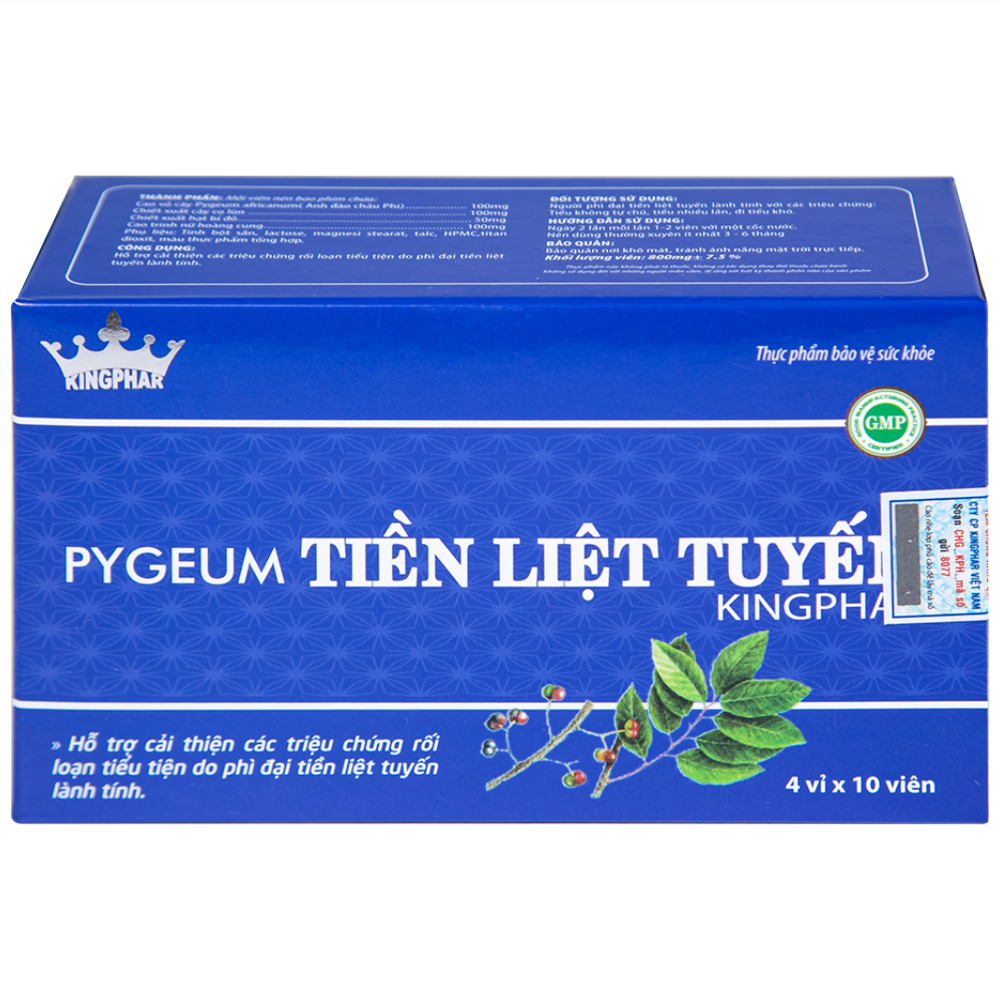 Hình ảnh Viên uống Pygeum Tiền Liệt Tuyến Kingphar hỗ trợ cải thiện rối loạn tiểu tiện (4 vỉ x 10 viên)