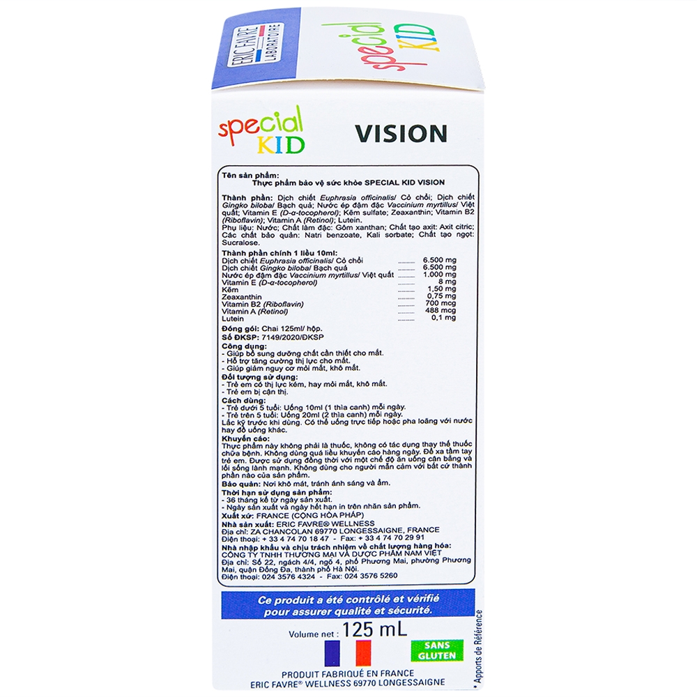 Hình ảnh Siro Special Kid Vision Eric Favre bổ sung các dưỡng chất cần thiết, có ích cho thị giác (125ml)