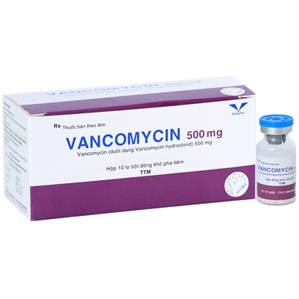 Hình ảnh Bột pha tiêm Vancomycin 500mg Bidiphar điều trị các nhiễm khuẩn nặng, bệnh thận và tim (10 lọ)