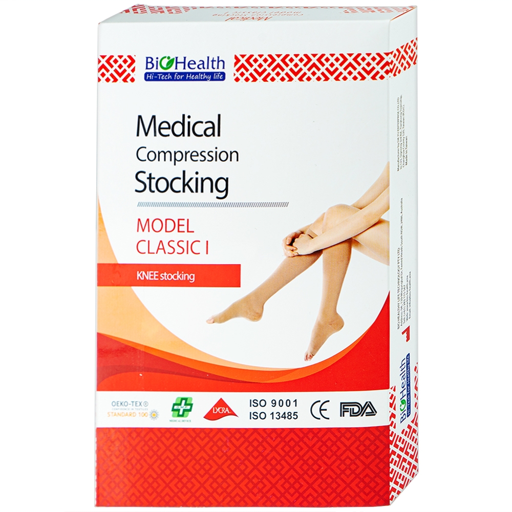 Hình ảnh Vớ gối y khoa Medical Compression Stocking Model Classic I Biohealth màu da size S điều trị giãn tĩnh mạch chân