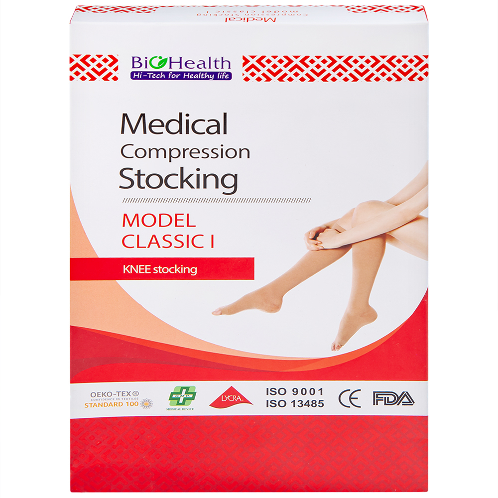 Hình ảnh Vớ gối y khoa Medical Compression Stocking Model Classic I Biohealth size L màu da điều trị giãn tĩnh mạch chân