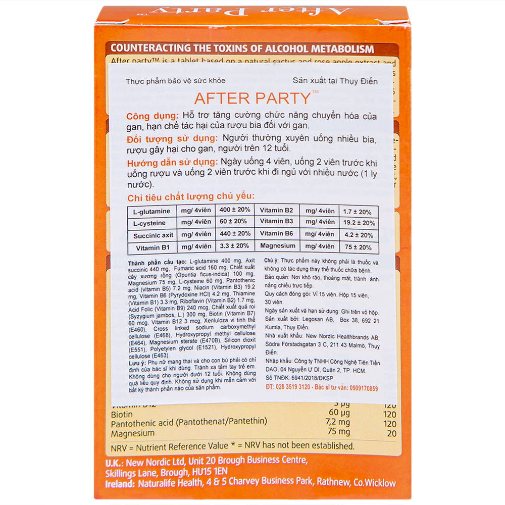 Hình ảnh Viên uống After Party New Nordic hỗ trợ tăng cường chức năng chuyển hóa của gan (1 vỉ x 15 viên)