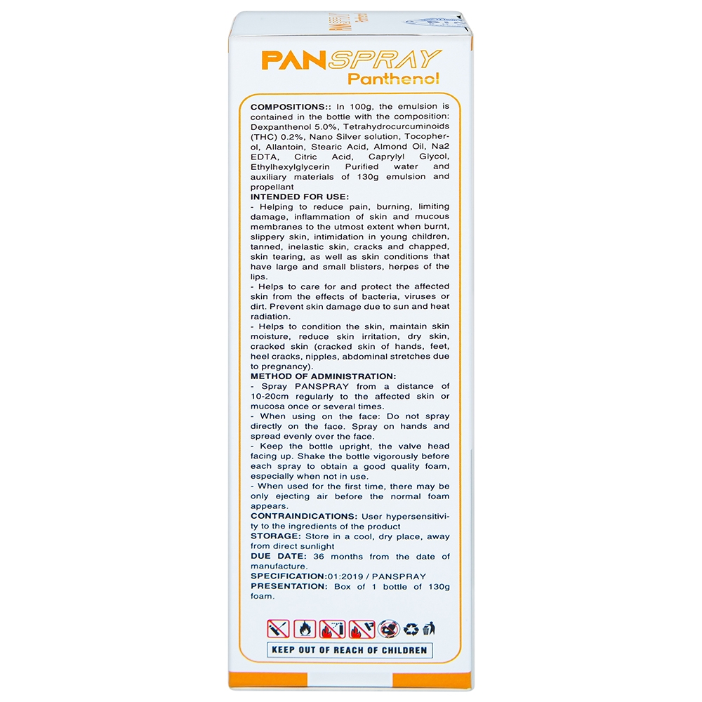 Hình ảnh Xịt PanSpray Panthenol hỗ trợ giảm đau, rát, hạn chế tổn thương, viêm nhiễm da (130g)