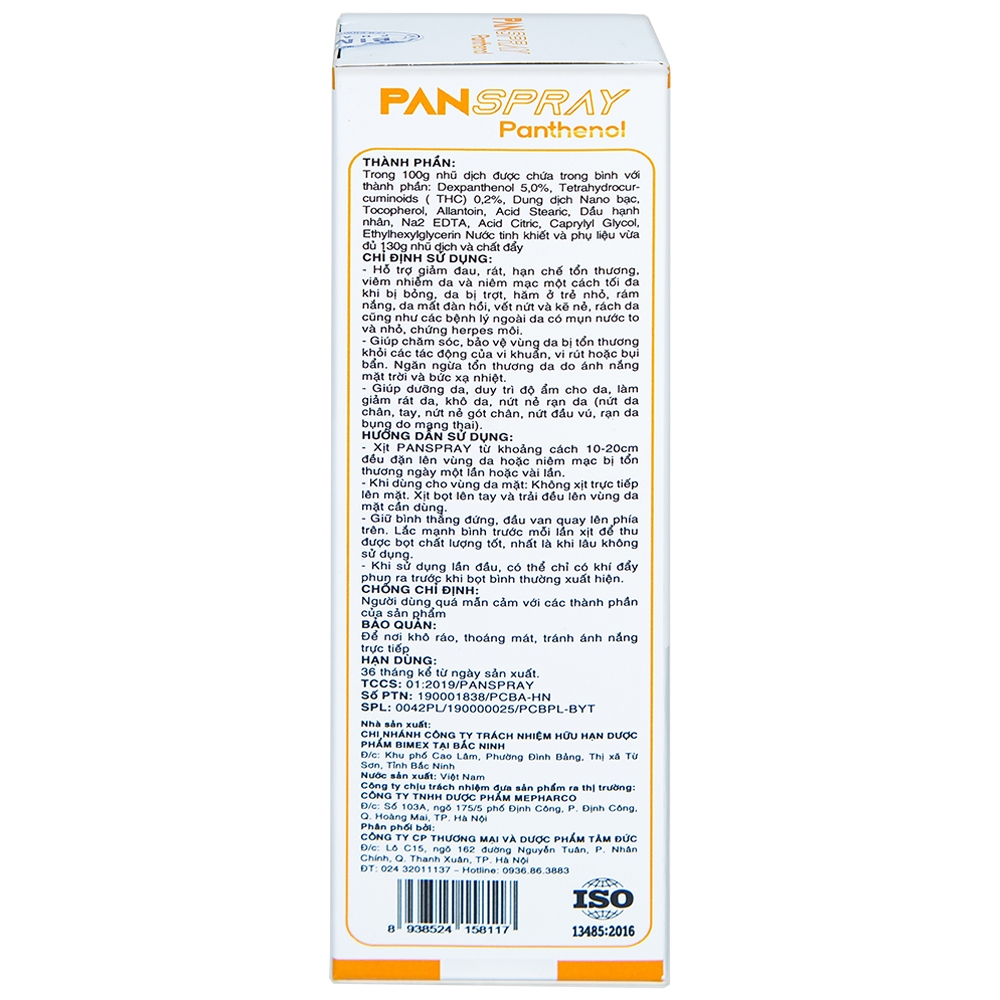 Hình ảnh Xịt PanSpray Panthenol hỗ trợ giảm đau, rát, hạn chế tổn thương, viêm nhiễm da (130g)
